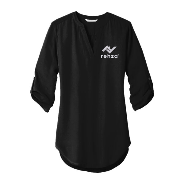 Embroidered Rehza - Women's 3/4 Sleeve Tunic Blouse Thumbnail