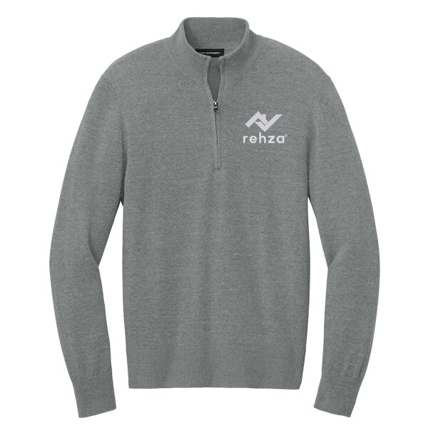 Embroidered Rehza - Easy Care 1/4 Zip Sweater Thumbnail